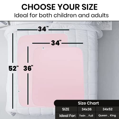 Vive Waterproof Mattress Protector - Washable Incontinence Bed Pad - Heavy Duty, Waterproof Overnight Urinary Mattress Protector - Reusable Dry Bed Wetting Underpad (Pink, 34" X 36") #TOP5