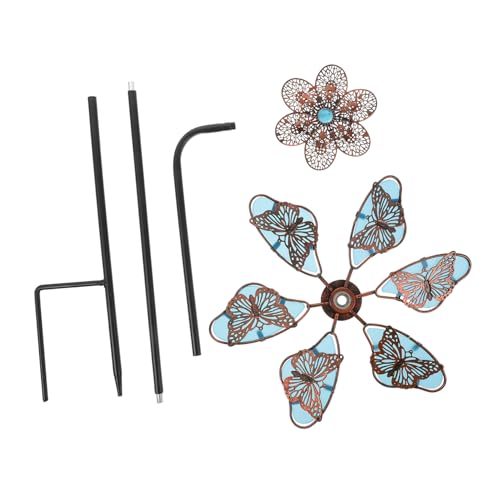 CIMAXIC Butterfly-shaped Dark Windmill Solar-powered Garden Ornament Iron Decorative Windmill