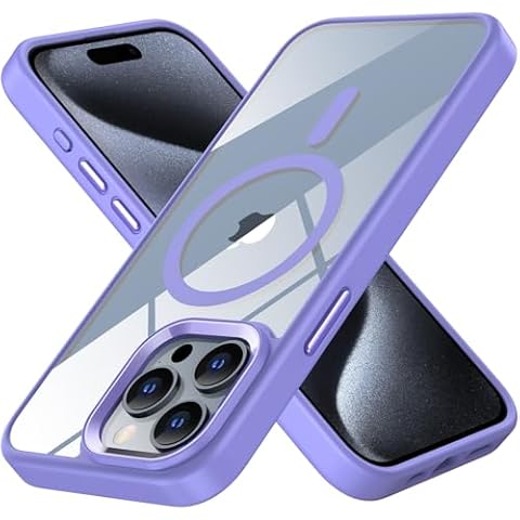 saputu Magnetic for iPhone 15 Pro Max Case,Compatible with MagSafe，[Military-Grade Drop Protection] Soft TPU & Crystal Clear Case for iPhone 15 Pro Max Phone Case 6.7" (Lavender Purple) Cover