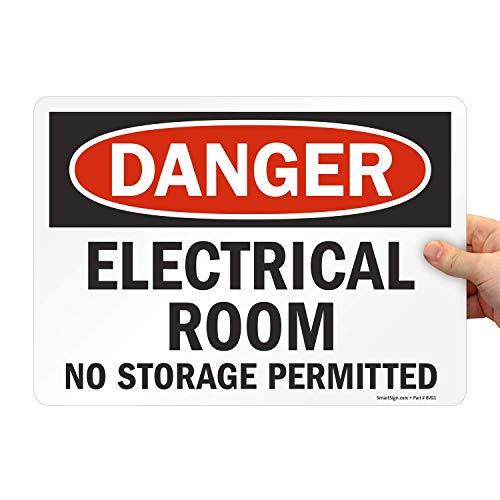 SmartSign "Danger - Electrical Room, No Storage Permitted" Label | 10" x 14" Laminated Vinyl