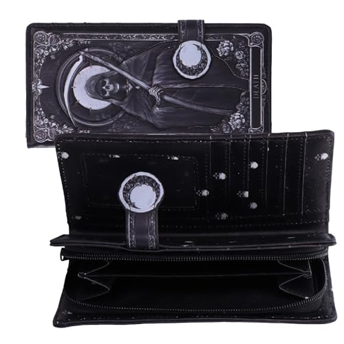 Porte-monnaie tarot squelette gothique en relief long pour femme
