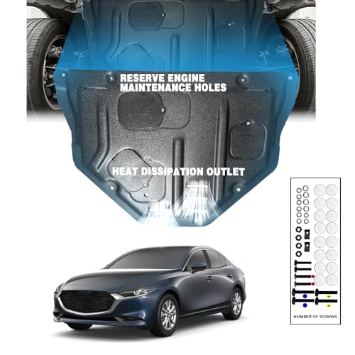 Image of Front Engine Splash Shield Fit for Mazda3 2014-2019 Engine Case Guards Suitable for Mazda 3 Under Engine Cover Mud Flaps Directly Replace Original One Black