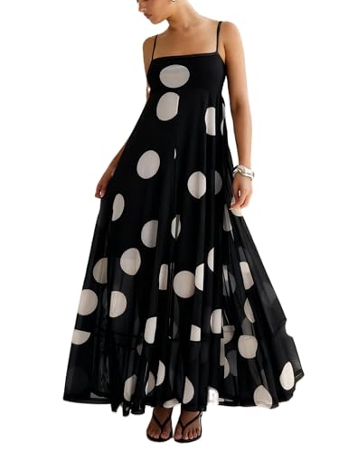 Image of SOOKABEILA Women Y2k Boho Maxi Dress Floral Lace Sheer Tiered Flowy Cami Long Dress 2025 Summer Smocked Beach Sundress