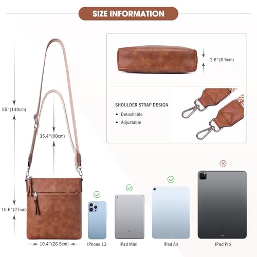 Roulens Trendy Crossbody Bag for Women,Lightweight Medium Crossbody Purse Soft Leather Women's Shoulder Handbags with Adjustable Wide Strap - Image 3