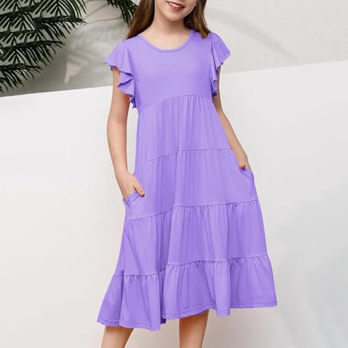 Vestidos de verano para niñas con mangas trapecio y llamativo efecto gradiente fluido 3