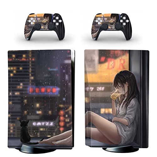�ی� For PS5 Skin Disc Edition Anime Console And Controller Vinyl Cover Skins Wraps For PS5 Disc Version 45650 �C�A�Ȃ��A�c�����Ȃ�