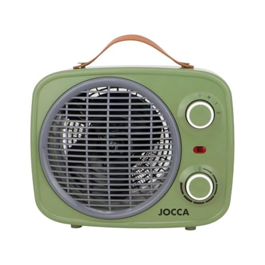 Jocca - Calefactor Eléctrico Vintage 2000W, Termoventilador de Sobremesa, Bajo Consumo, Termostato Regulable, 2 Velocidades, Función Ventilador, Seguridad Antivuelco, Indicador Luminoso