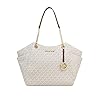Michael-Kors-Womens-Jet-Set-Travel-Saffiano-Leather-Chain-Shoulder-Tote MICHAEL Michael Kors Women's Jet Set Travel Saffiano Large Chain Shoulder Tote, Style 35T5GTVT3L (Vanilla PVC/Strap Logo)