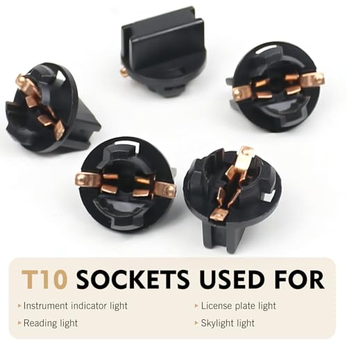 10 sockets para bombillas LED T10 para auto, negro miniatura 5