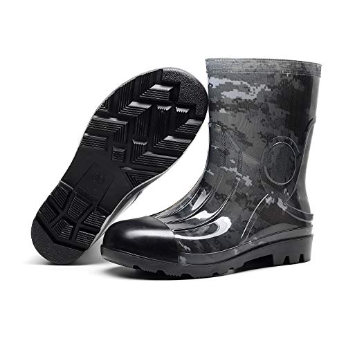 Image of Man Knee High Rubber Rainboots Camo Waterproof Rubber Boots for Garden Man Rain Footwear Size