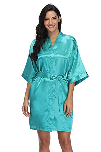 Image of Women's Pure Short Silky Robes Bridesmaid Bride Party Satin Robes Sleepwear