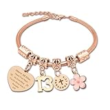 13th Birthday Gifts for Girl 13th Birthday Bracelet Stainless Steel for Girls 13 Year Old Gifts Bracelet for Girl Daughter Granddaughter Niece Sister Christian Gift for Teen Christmas Jewelry Gift