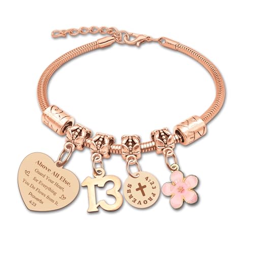 13th Birthday Gifts for Girl 13th Birthday Bracelet Stainless Steel for Girls 13 Year Old Gifts...