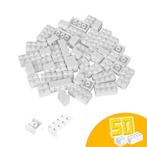 Simba 104114125 - Blox, 50 weiße Bausteine für Kinder ab 3 Jahren, 16x 8er und 34x 4er Steine, in Beutel, vollkompatibel… – Bild 5
