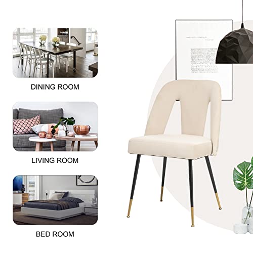 Nrizc Velvet Modern Dining Chairs Set Of 4, Upholstered Dining Side Chairs With Metal Legs, Nailhead Trim, For Kitchen, Bedroom, Dining Room (Beige) #TOP6