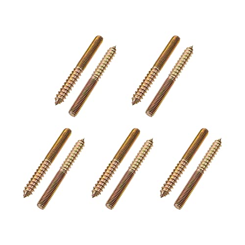 Image of M8x75mm Zinc Plated Carbon Steel Double Headed Hanger Bolts 2.95 inch Length Self Tapping Screw for Furniture Installation Bronze Tone 10Pcs