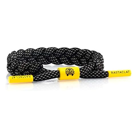 Rastaclat Mens Braided Coal Tiger Bracelet, Black/Yellow, OFA Cover