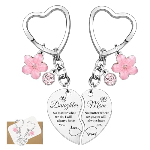 2 stuks moeder dochter hart, moeder dochter cadeau, sleutelhanger set, geschenken voor moeder, Moederdag, verjaardag, dochter motiverende geschenken
