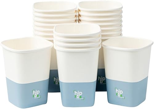 Miniatura 2 de Restaurantware Hip 2 Be Square - Taza cuadrada de papel blanco y azul de 12 onzas para bebidas fríascalientes, pared individual, 3 14 pulgadas x 3