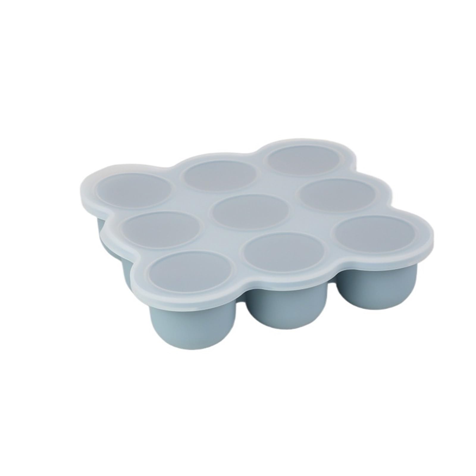 Bac à glaçons en silicone avec 9 moules, moule couvercle(Blue)