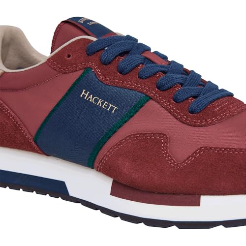 Hackett London Para Hombre. HMS200033 Zapatillas Keston Heritage Burdeos (41), Plano, Cordones, Casual - 6