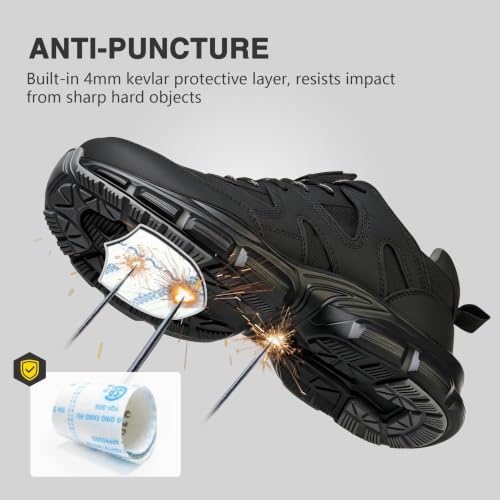 Image of Hogent Steel Toe Shoes for Men Women, Wide & Non-Slip Work Shoes