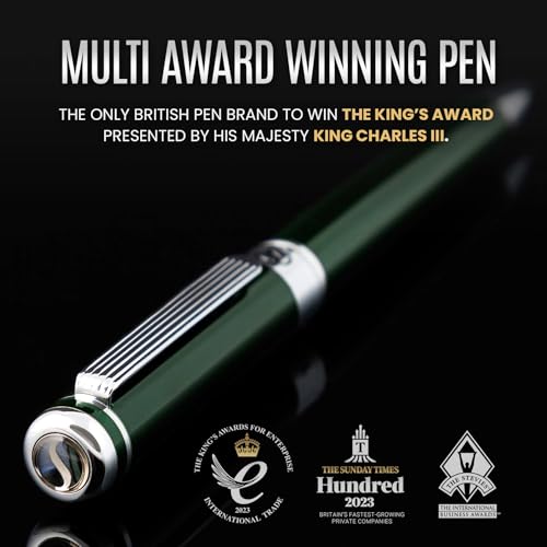 Image of Scriveiner Green Ballpoint Pen - Stunning British Racing Green Luxury Pen, Chrome Finish, Schmidt Black Refill, Best Ball Pen Gift Set for Men & Women, Professional Executive Office, Nice Designer Pen