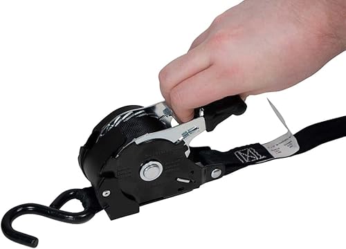Miniatura 4 de Mytee Products - Correas de trinquete retráctiles de 1 x 12 pulgadas con gancho en S revestido, para motocicletas, cuatrimotos o bicicletas Amarre