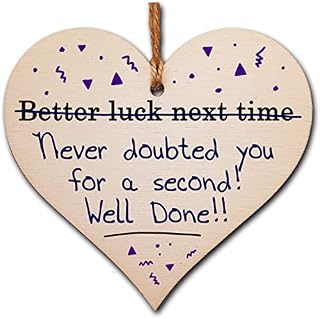 Handmade Wooden Hanging Heart Plaque Gift Novelty Fun Well done on Passing Your Exams Congratulations Graduation Keepsake