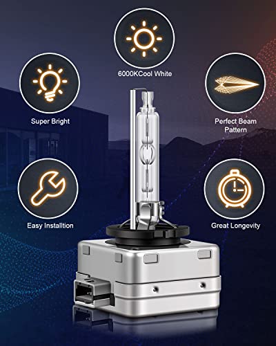 Erato D1S Xenon Hid Headlight Bulbs,6000K 35W Diamond White, High Low Beam 12V Car Replacement Bulbs- Pack Of 2 #TOP6