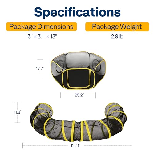 Image of VIVOHOME Outdoor Cat Enclosures 2-in-1, Portable Catio w /Cat Tent, Circle Playpen Tunnel, for Kitty and Small Animals,w /Storage Bag Removable Bottom