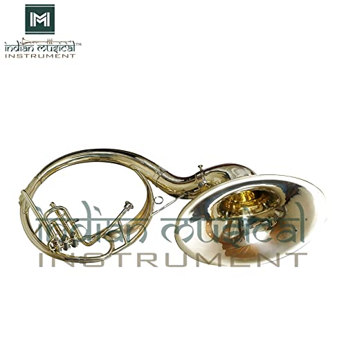 Indian Musical Instrument 22" Handmade Sousaphone Brass Made Bb Big Bell Tuba With Mouthpiece And Carry Bag (Gold) #TOP5