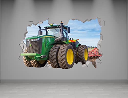 Tractor Stickers - Tractor Wall Decals For Boys Room - Truck Room Decor For Boys - Construction Wall Decor Art Peel & Stick - Tractor Vinyl Decal - Tractor Wall Decals 3D Art (24"W X 14"H (60Cm X 36Cm)) #TOP2