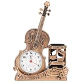 Modelo de violín: este creativo reloj de violín es adecuado para su escritorio, sala de estar, dormitorio, decoración de tienda, etc., reloj de violín de escritorio