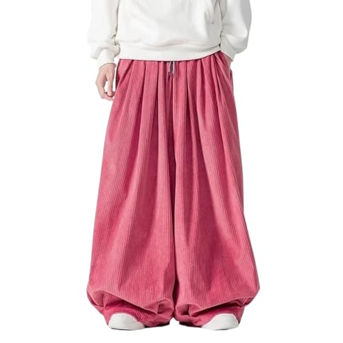 Men Corduroy Wide Leg Pants Men Japanese Styles Loose Thick Warm Casual Embroidery Hip Hop Trousers