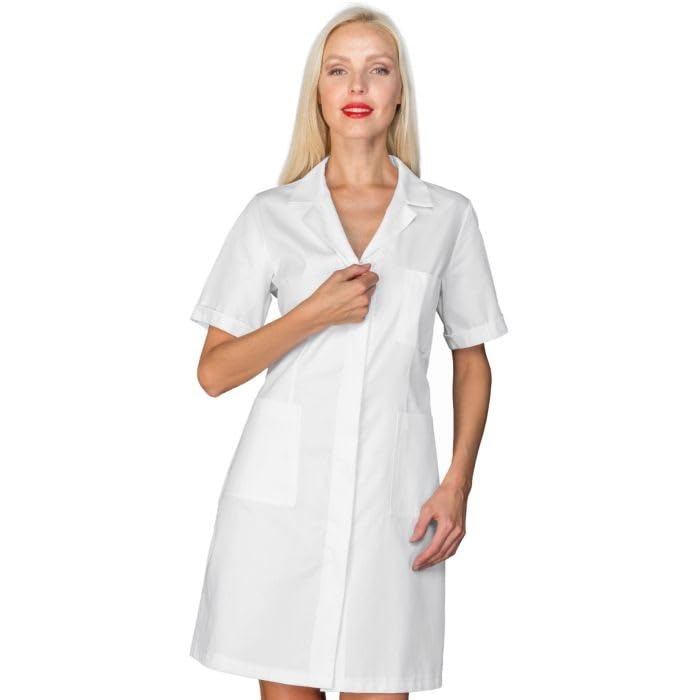 I.sacco Camice Mezza Manica da Donna SINGAPORE con Zip in Poliestere Cotone (Bianco)