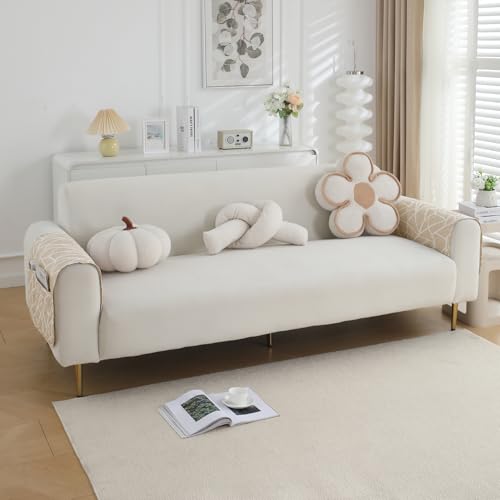 Image of HOKIPO 'Elira Series' Digitally Printed Water Repellent + Waterproof Sofa Armrest Cover with Pockets (2Pcs) - Beige Abstract Geometry (AR-5251-C3*2)