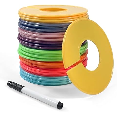 AWOLIC 40 Pcs Round Closet Dividers,Baby Clothes Organizers,Clothing Size Dividers for Racks,Closet Hanger Dividers with 1 Marker for Closet Organization (Multicolor) Cover