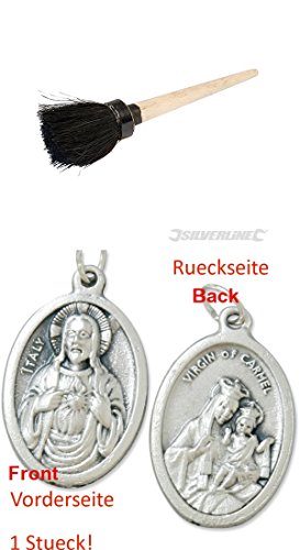 Preisvergleich Produktbild Silverline Kurzstielige Teerbürste, 300 mm, Teerquaste, Teerbesen, Bürste (929977371760) mit Anhänger Herz Jesu 2,5cm