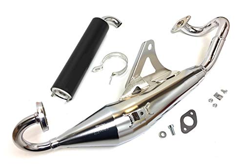 Chrom Sportauspuff passend für Peugeot Speedfight 3, New Vivacity, Ludix, Jetforce TSDI, C-Tech 50 (2-Takt) mit E-Prüfzeichen