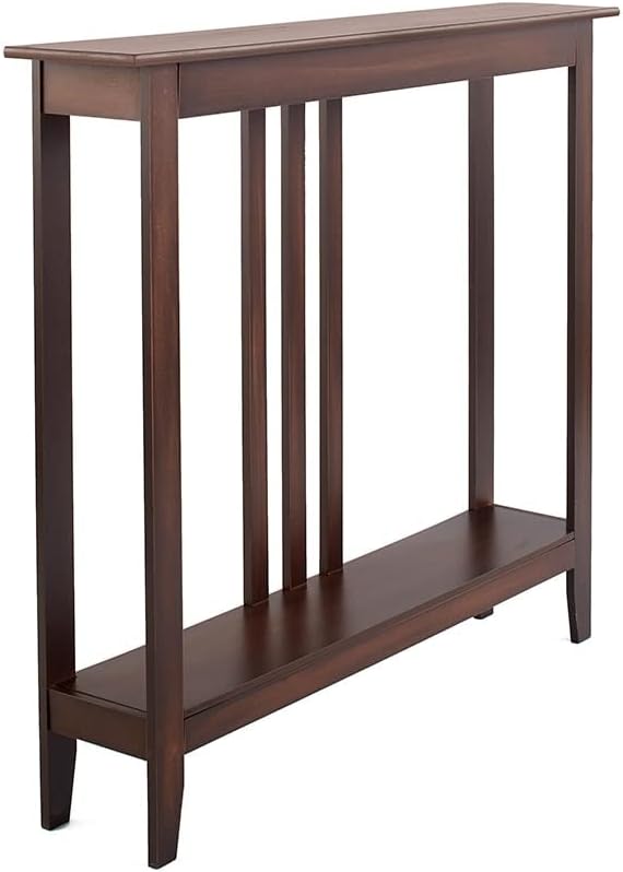The Lakeside Collection Slim Entryway Home Accent or Console Table with Antique Finish, 7" Deep, Perfect for Small Spaces, Dark Brown