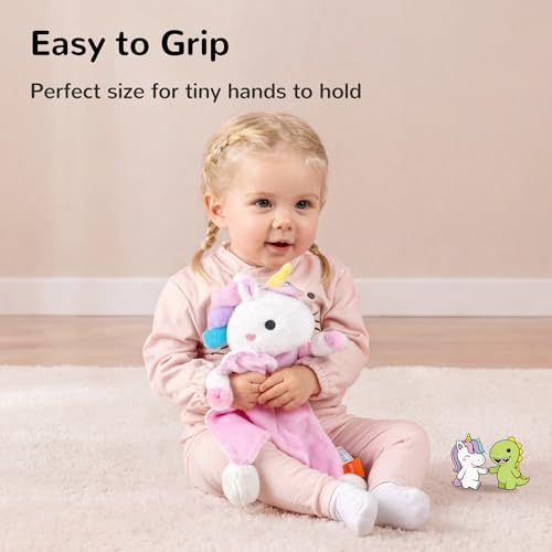 Image of HECCEI Baby Security Blanket Soft Animal Lovey Snuggle Toy, 14 in Dinosaur | BPA-Free, non-toxic, Safe for Baby, Durable, Machine Washable, Stuffed Animals, Baby Shower Gifts