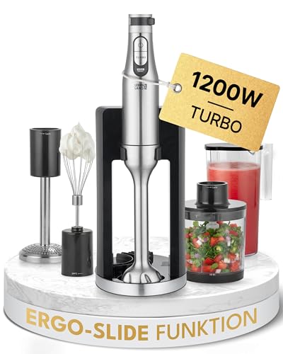 LEBENLANG Premium 1200W Stabmixer Set - Inkl. 5x Zubehör...