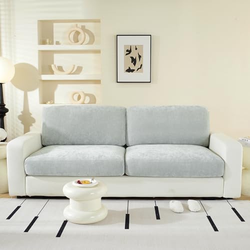 Housse coussin dossier chenille gris clair housse canapé angle L - 3