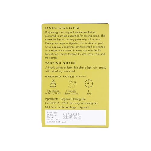 Image of Makaibari Tea Treasures Darjoolong - Organic Darjeeling Oolong Tea | 25 Plant-Based Biodegradable Envelope Tea Bags | Single Estate Himalayan Tea | Floral & Fruity Notes | Smooth, Balanced Brew