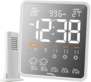 Technoline WD3035 WLAN - Wetterstation und Uhr in einem, Außentemperatur, Wettervorhersage für die nächsten 4 Tage, Datenübertragung auf das Smartphone, Anzeige Niederschlagswahrscheinlich...