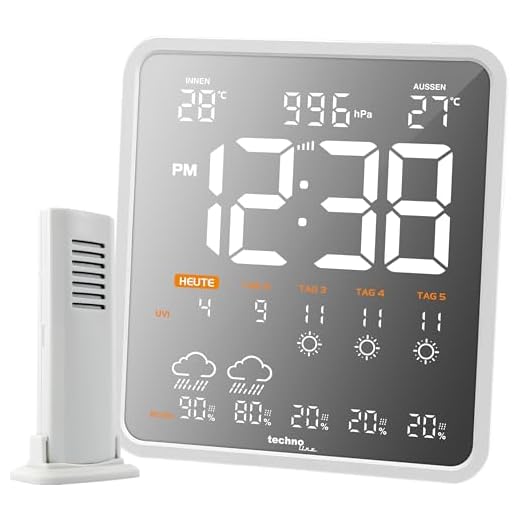Technoline WD3035 WLAN - Wetterstation und Uhr in einem, Außentemperatur, Wettervorhersage für die nächsten 4 Tage, Datenübertragung auf das Smartphone, Anzeige Niederschlagswahrscheinlichkeit