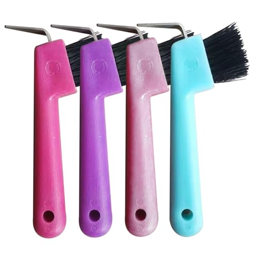 Hoof pick 4 uds cepillo de caballo portátil suministros de limpieza de mano