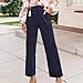Straight Leg Pants for Women Corduroy Button Down High Waisted Pants Dressy Business Work Pant Trousers with Pockets Navy