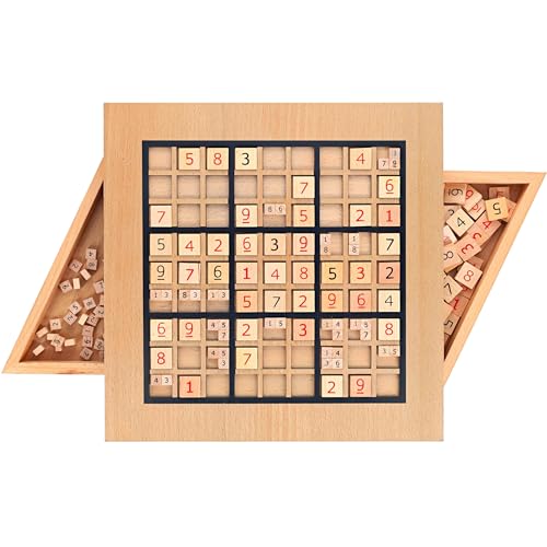 WE Games Wooden Sudoku Puzzle Board Game with Number & Thinking Tiles - 11 in.